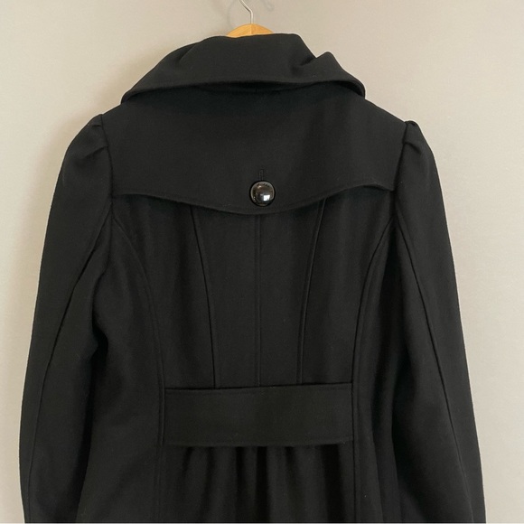 GUESS Coat Wool Blend Women Black Rounded Collar Size Medium Car‎ Coat Feminine - Picture 6 of 13